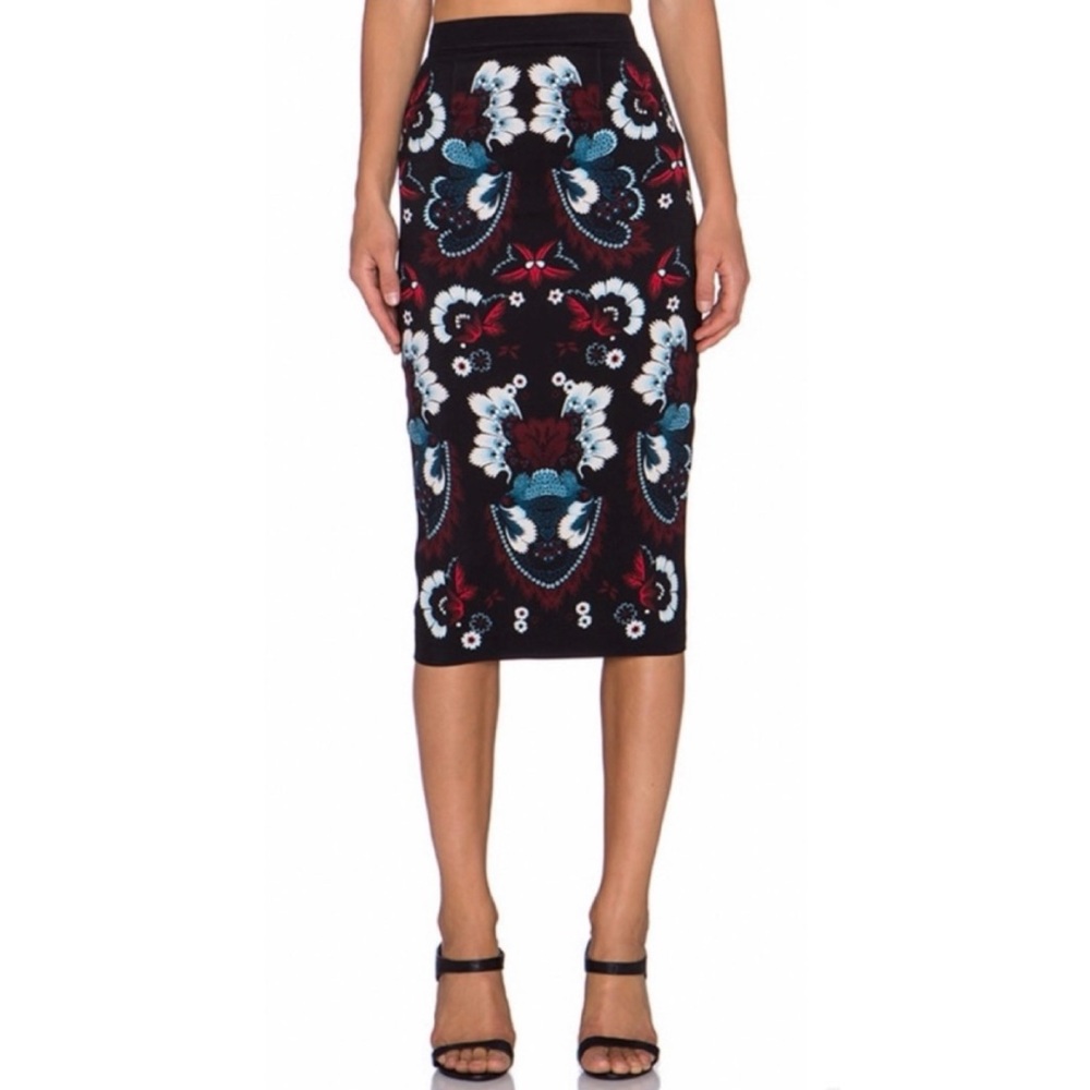 A.L.C. • Black/Multi Haley Garland Floral Silk Pencil Skirt, 2 - Picture 16 of 16
